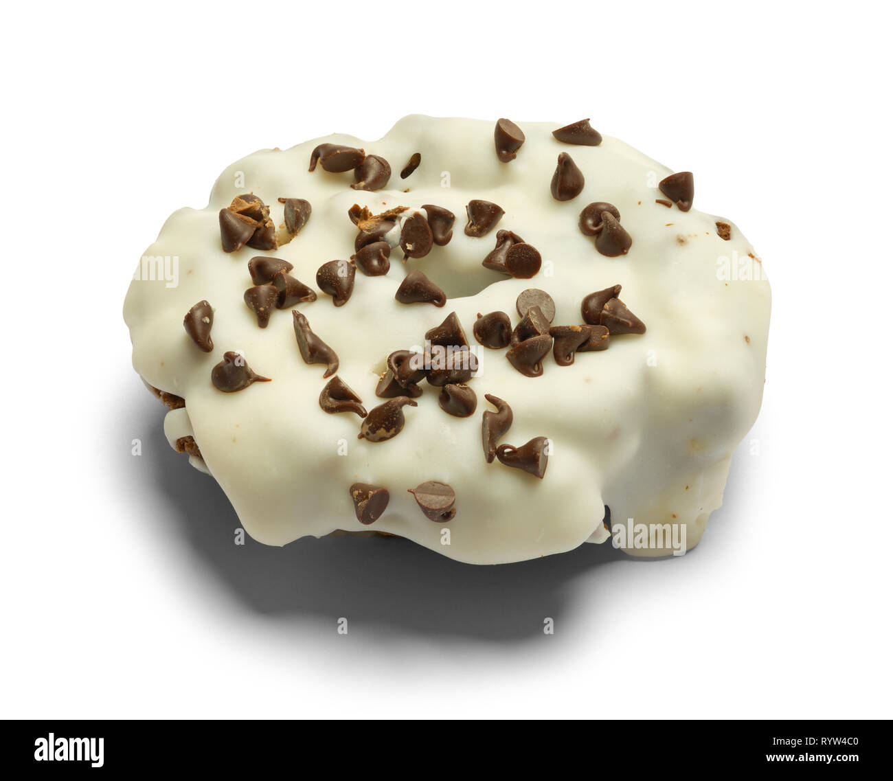 Chocolate Chip ciambella isolato su uno sfondo bianco. Foto Stock