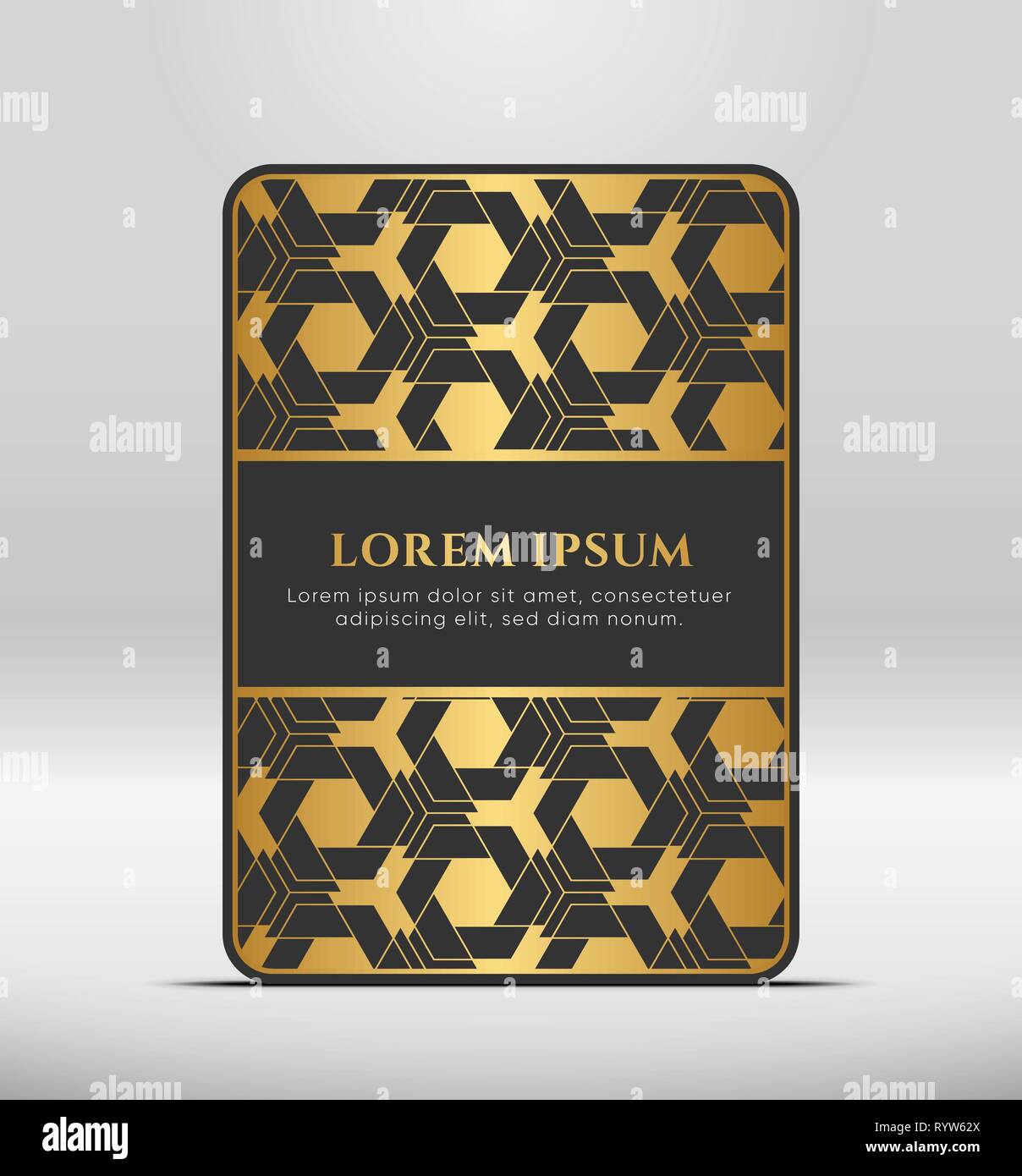 Elegante look premium. Grigio scuro forma scheda con golden pattern. Illustrazione Vettoriale. Illustrazione Vettoriale