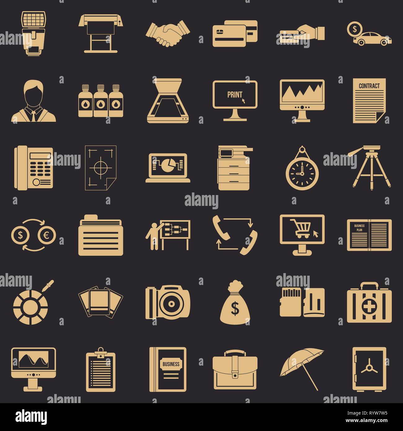 Dipartimento di set di icone, stile semplice Illustrazione Vettoriale
