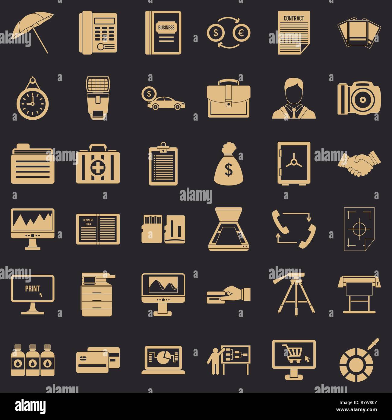 Dipartimento delle finanze set di icone, stile semplice Illustrazione Vettoriale