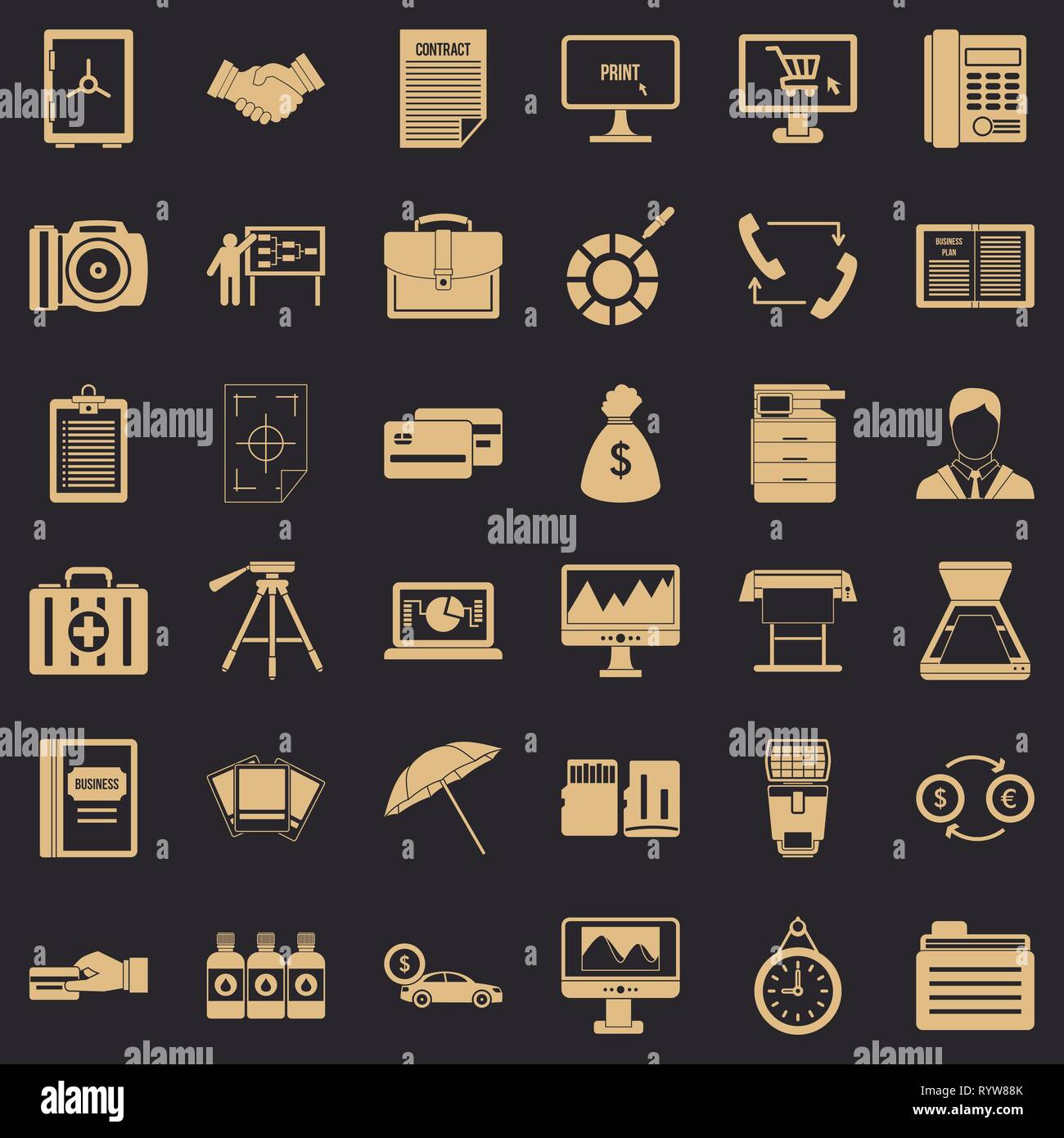 Apparecchiatura reparto set di icone, stile semplice Illustrazione Vettoriale