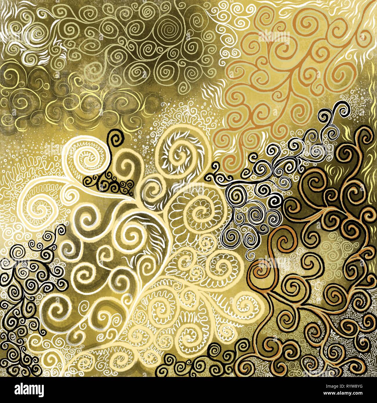 Swirly stile Art Nouveau di sfondo alla moda, pattern o elemento di design Foto Stock