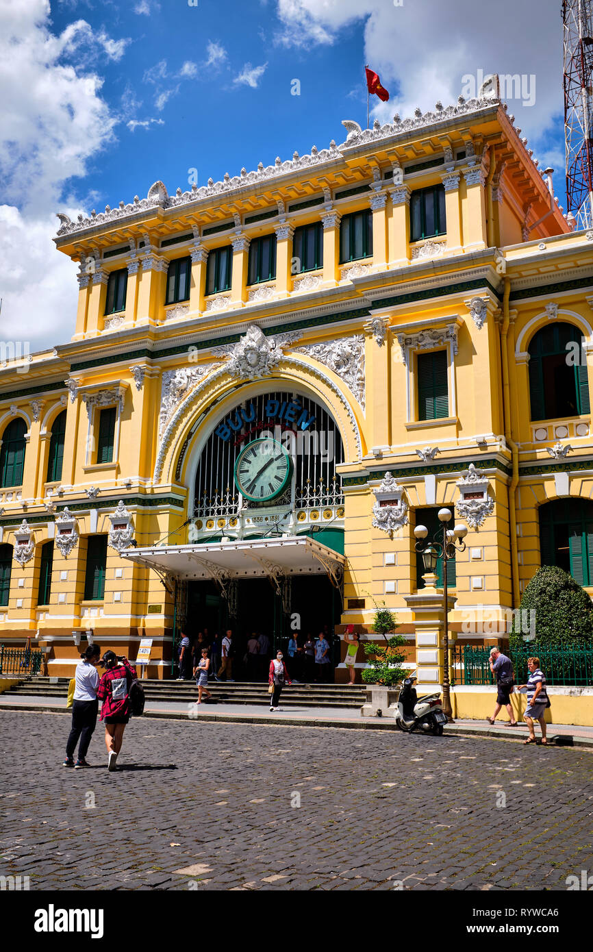 Nella foto è la posta centrale di Ho Chi Minh City, a Saigon, Vietnam Foto Stock