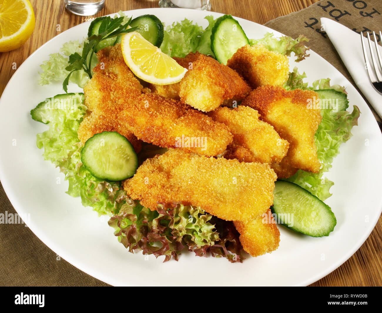 Pesce fritto pepite Foto Stock