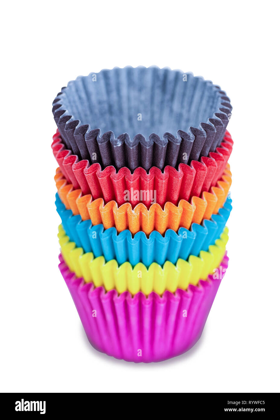 Set di carta cupcake casi isolati su sfondo bianco. Foto Stock