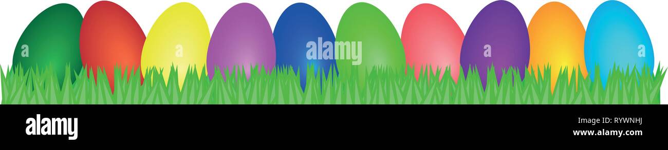 Colorate le uova di pasqua in erba, pasqua illustrazione colorata Illustrazione Vettoriale