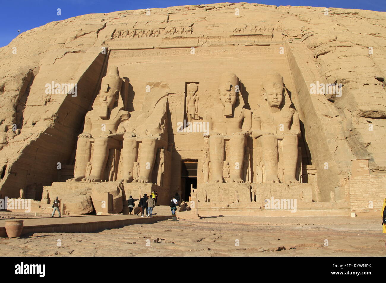 Il Grande Tempio di Ramesses II Abu Simbel in Nubia, Alto Egitto, Nord Africa e Medio Oriente Foto Stock