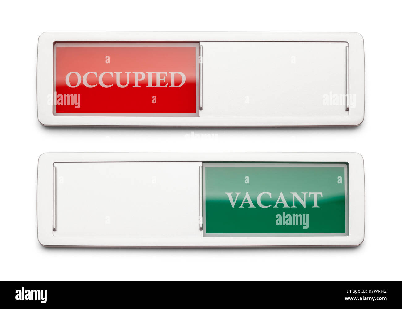 Occupato vacante segno isolato su uno sfondo bianco. Foto Stock