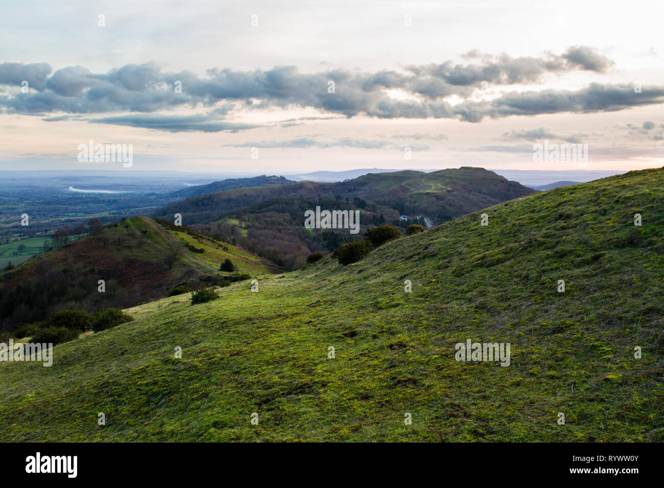 La parte meridionale della Malvern Hills con herefordshire beacon Foto Stock