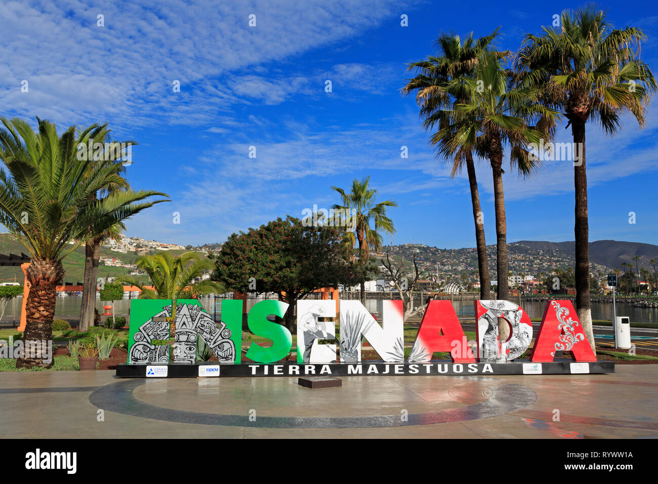 Il nome della città, Ensenada, Baja California, Messico Foto Stock