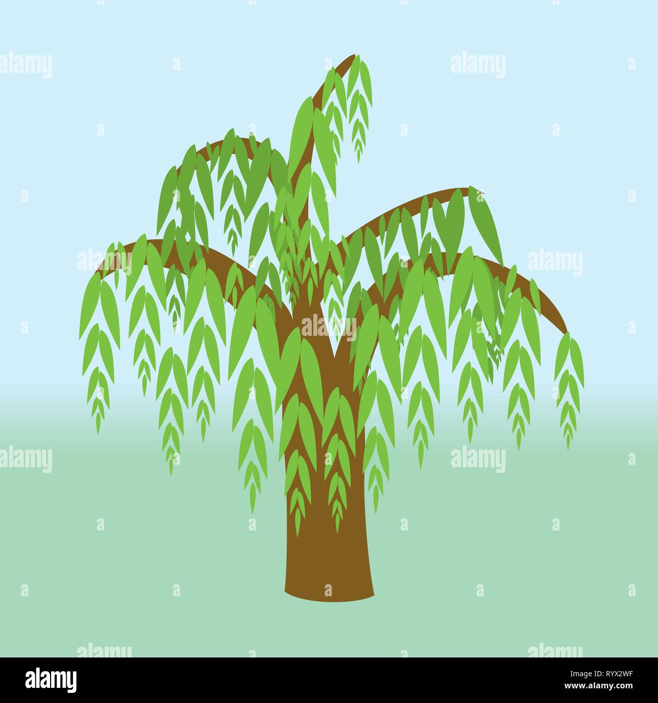 Un salice piangente albero Illustrazione Vettoriale