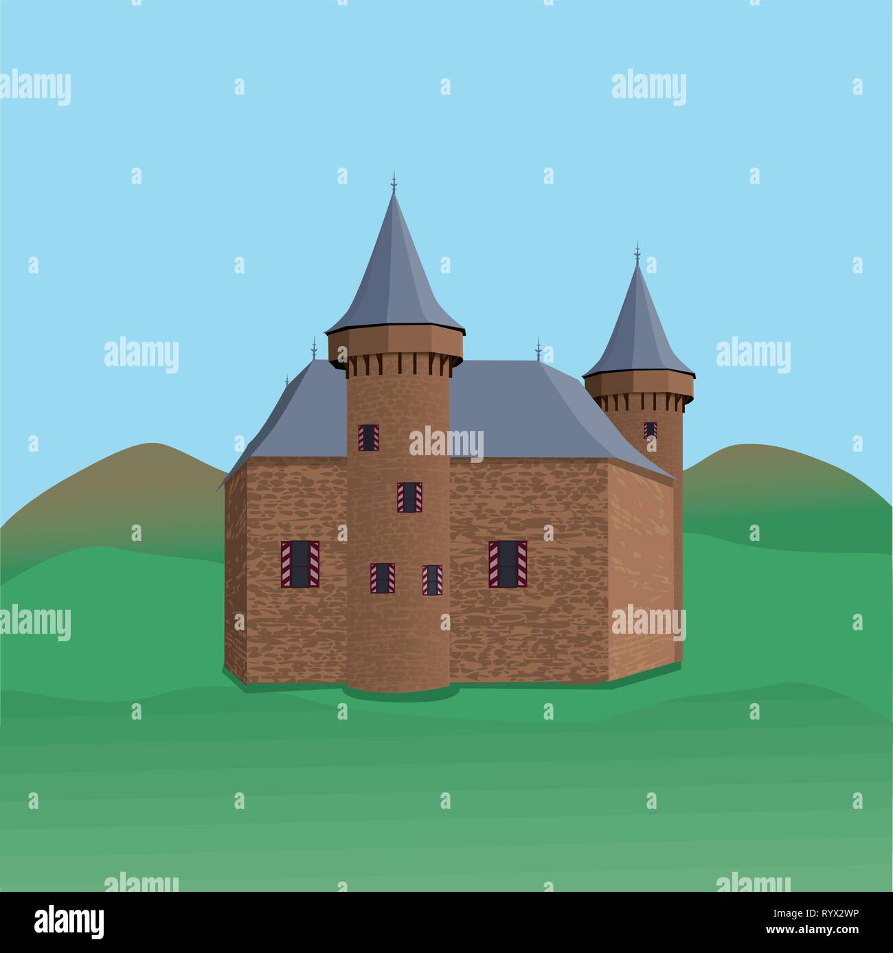 Una illustrazione di un piccolo castello Illustrazione Vettoriale