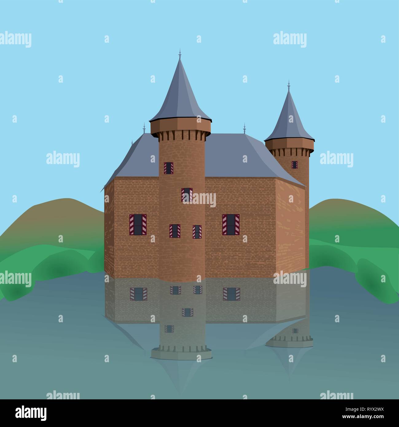 Una illustrazione di un piccolo castello Illustrazione Vettoriale