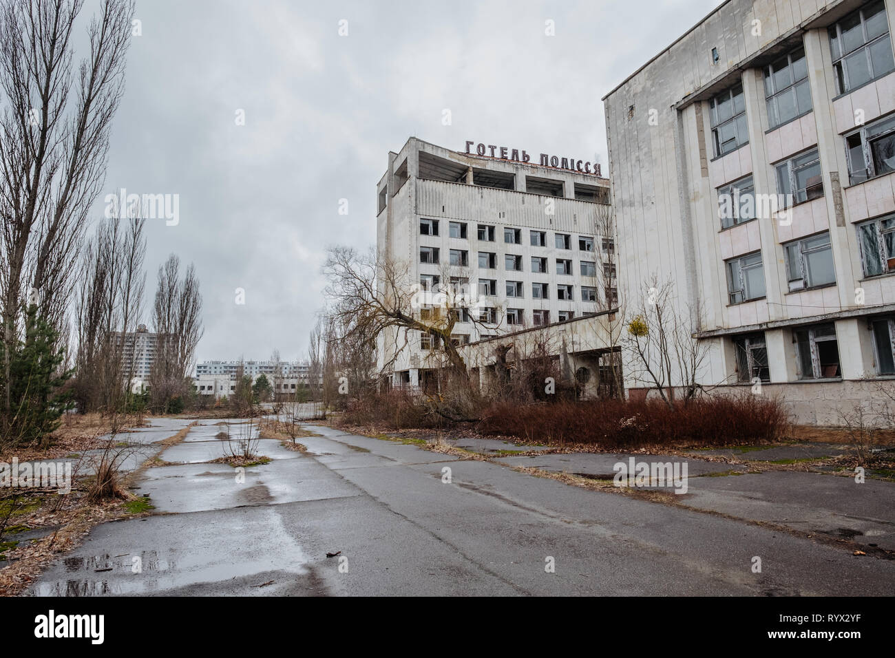 Abbandonata la città di pripjat, la centrale nucleare di Cernobyl disastro della zona di esclusione, Ucraina. Foto Stock