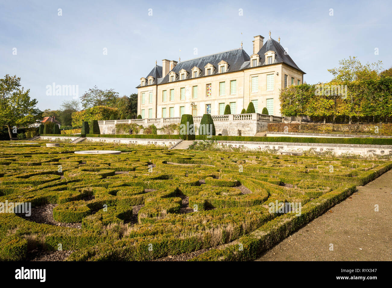 Auvers-sur-Oise (northwestern sobborghi di Parigi): il castello e i giardini. L'edificio è registrato come un francese di Pietra Miliare Storica Nazionale ('Monum Foto Stock