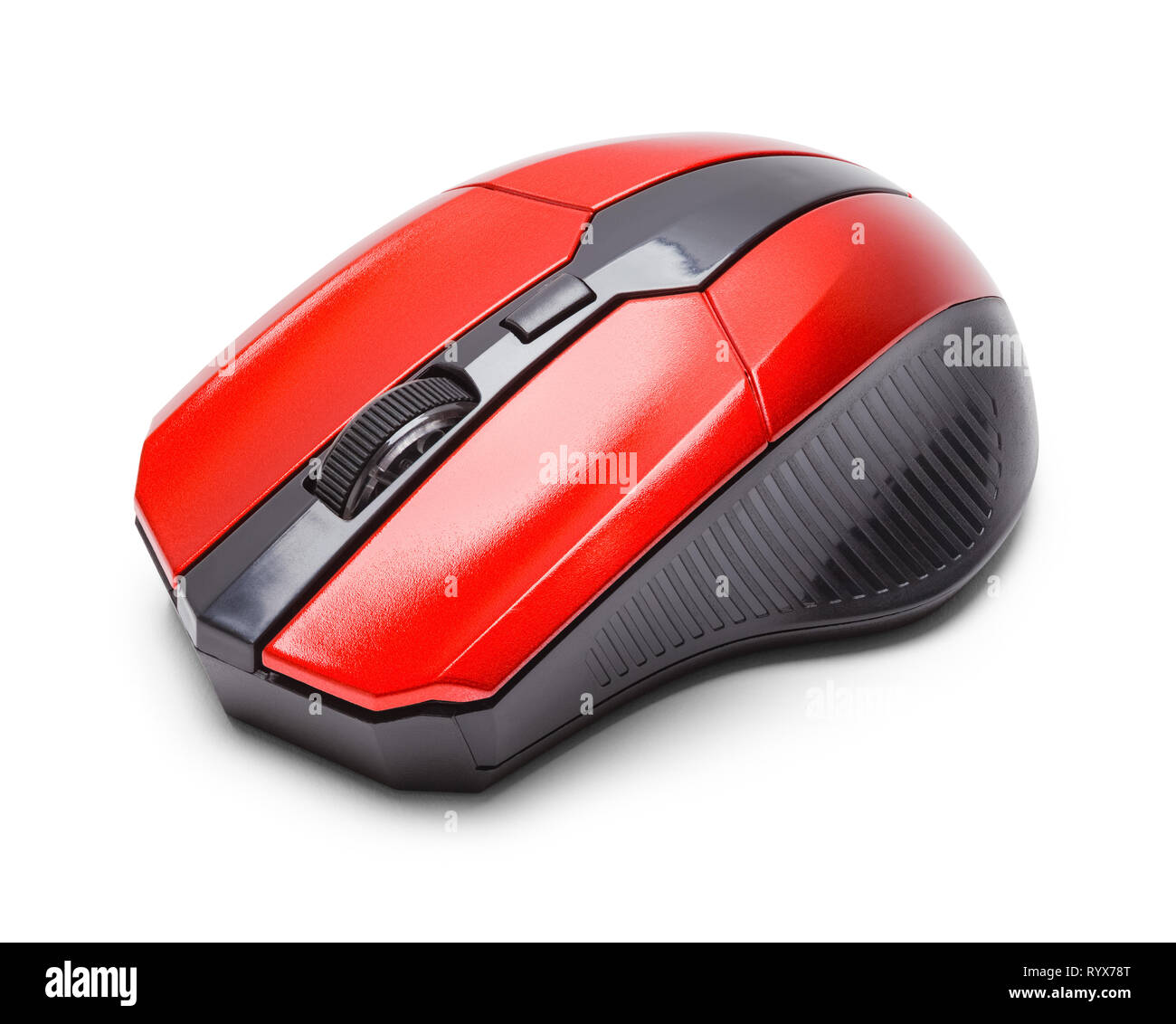 Red Gamer mouse del computer isolato su bianco. Foto Stock