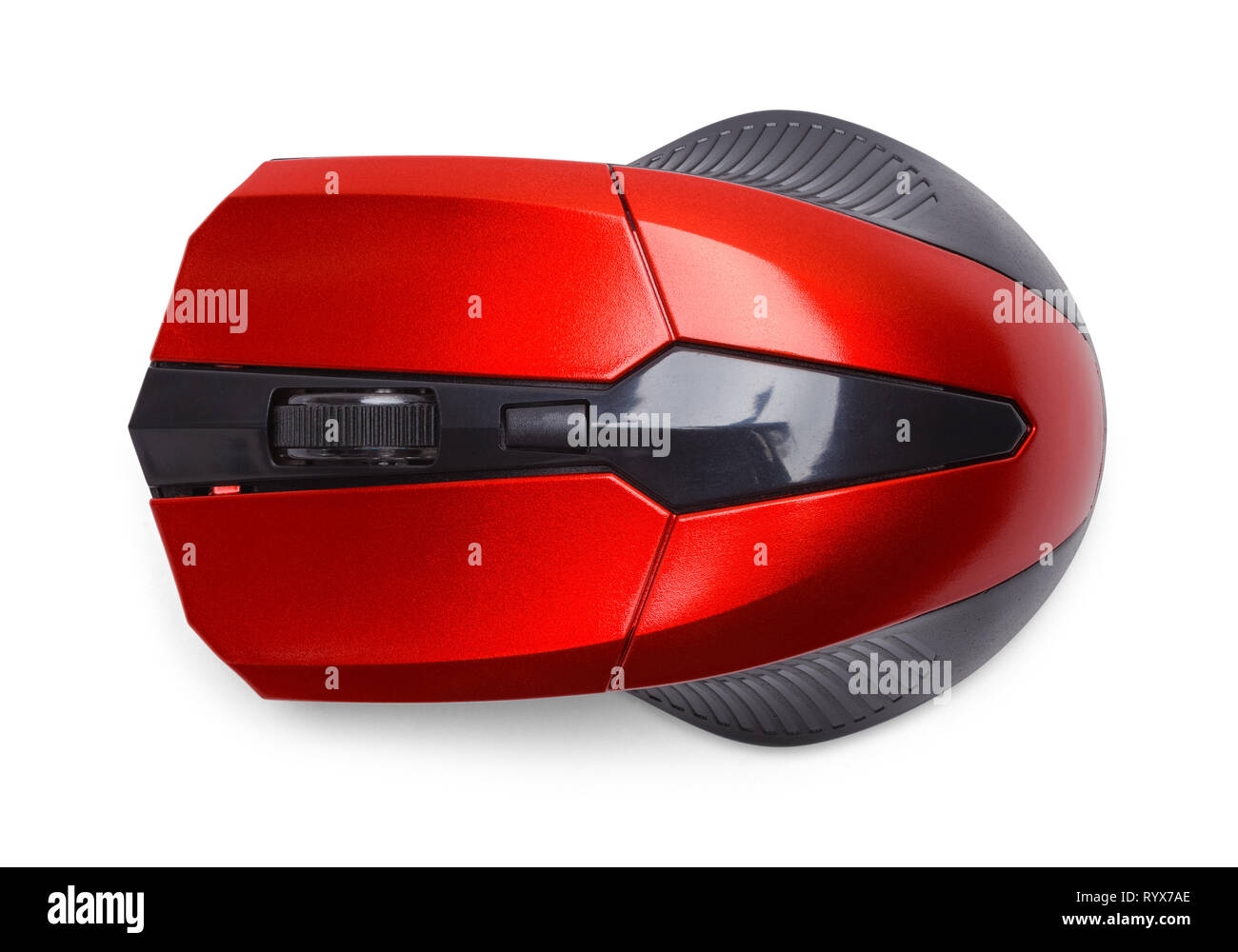 Vista dall'alto del mouse del computer isolato su bianco. Foto Stock