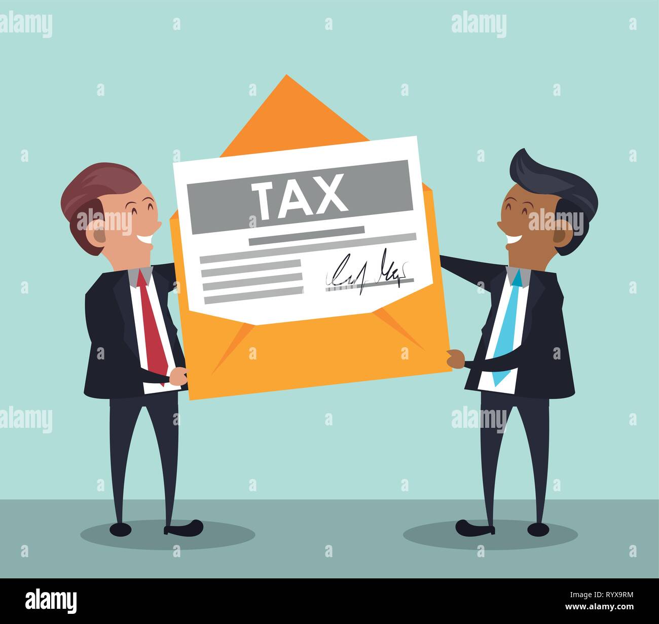 Simboli e cartoni animati del giorno delle imposte Illustrazione Vettoriale