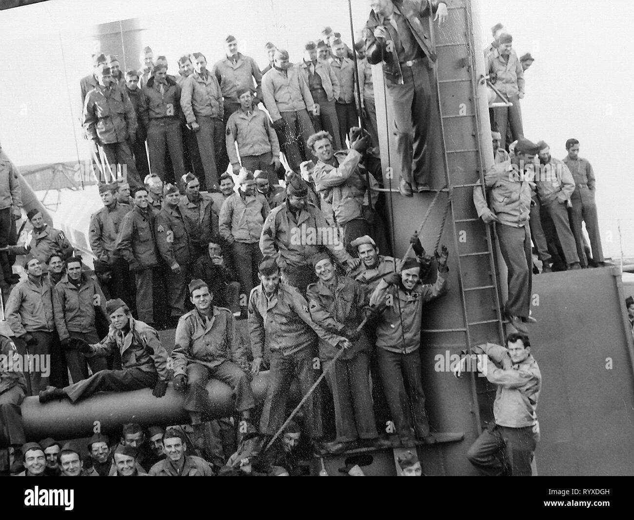 Fotografie personali e cimeli della lotta contro gli americani durante la Seconda Guerra Mondiale. Homecoming a Fort Lewis e separazione di unità di scarico. Foto Stock