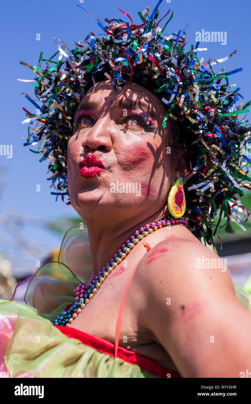 La battaglia dei fiori è un evento che si svolge il sabato del carnevale. Si tratta di una sfilata di carri allegorici, comparsas, cumbiambas, gruppi folk della danza e Foto Stock