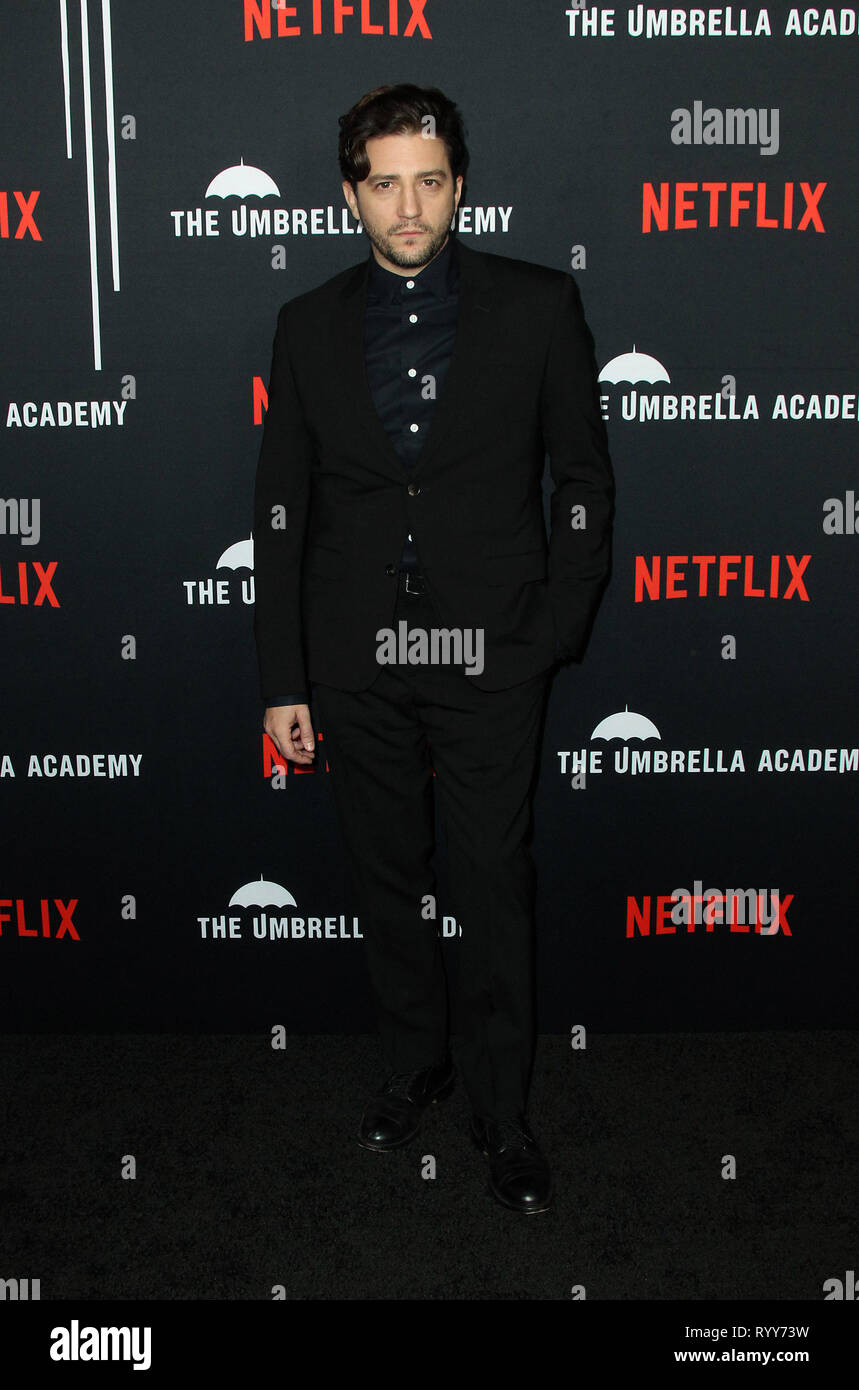 Premiere di Netflix 'l'Ombrello Academy' stagione 1 tenuto presso la ArcLight Hollywood - Arrivi con: John Magaro dove: Los Angeles, California, Stati Uniti quando: 12 Feb 2019 Credit: Adriana M. Barraza/WENN.com Foto Stock