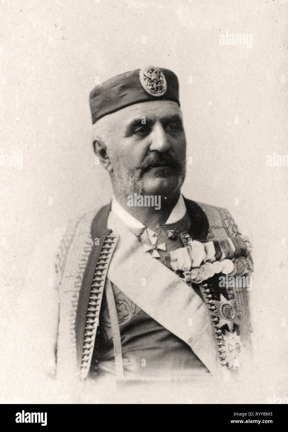 Ritratto fotografico di Nicolas Ier Prince De Montenegro dalla collezione Félix Potin, nei primi anni del XX secolo Foto Stock