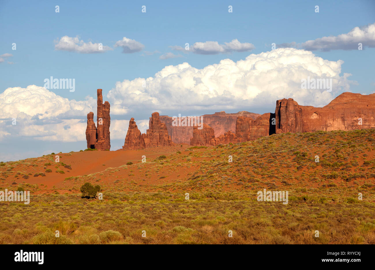 Il Totem Pole formazione di roccia, Monument Valley, Arizona, Stati Uniti d'America Foto Stock