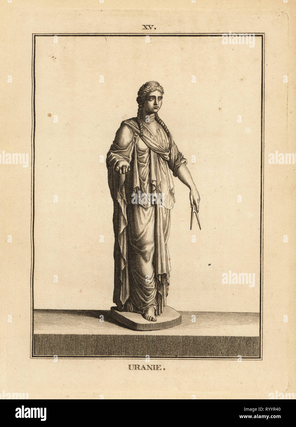 Statua di Urania, la musa di astronomia, con coppia di bussole