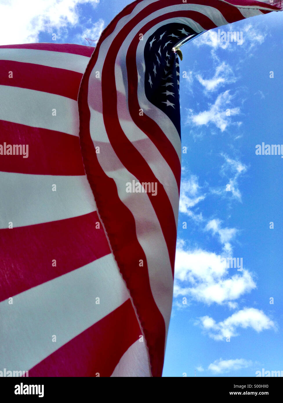 Bandiera americana in una brezza estiva. Foto Stock