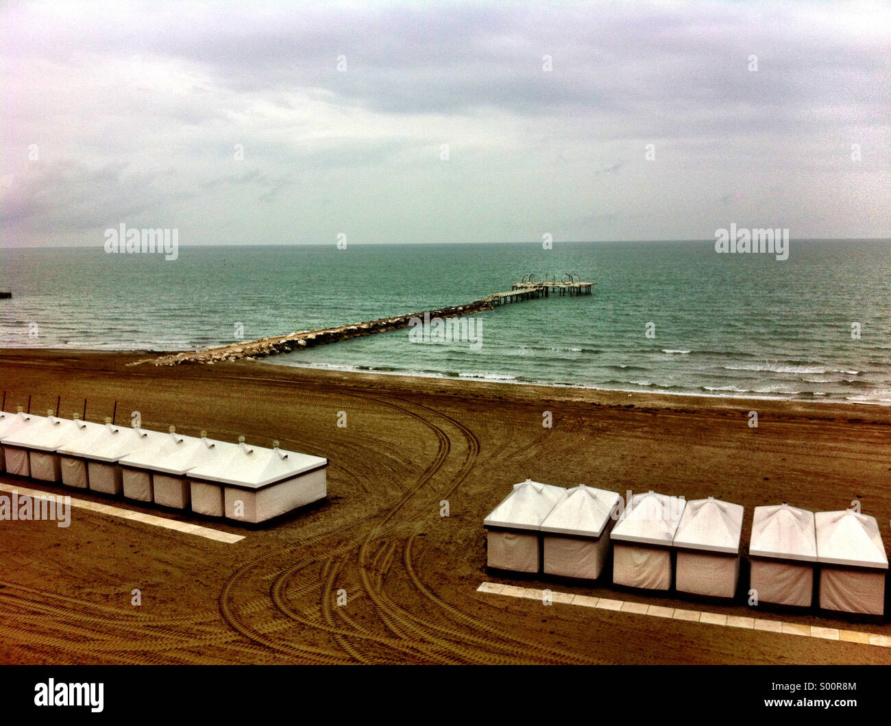 Vuoto spiaggia dell'isola del Lido di Venezia Foto Stock