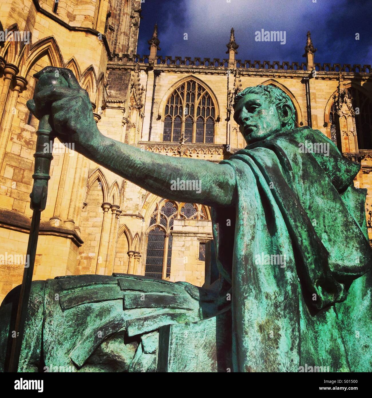 L'imperatore Costantino il Grande della statua, York Minster e York, Regno Unito Foto Stock