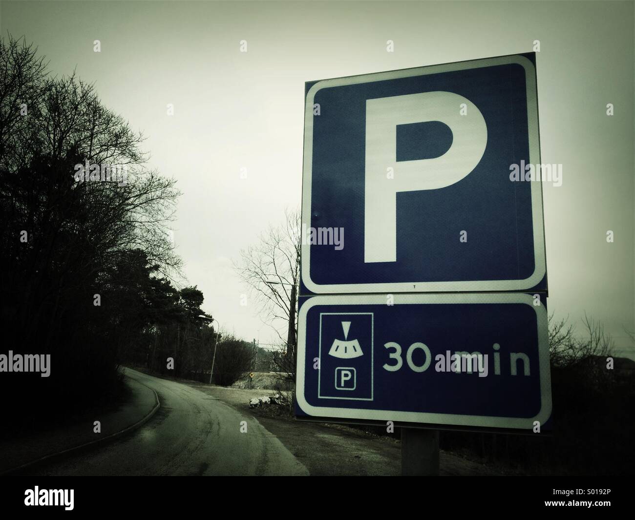 Parcheggio svedese segno. Foto Stock