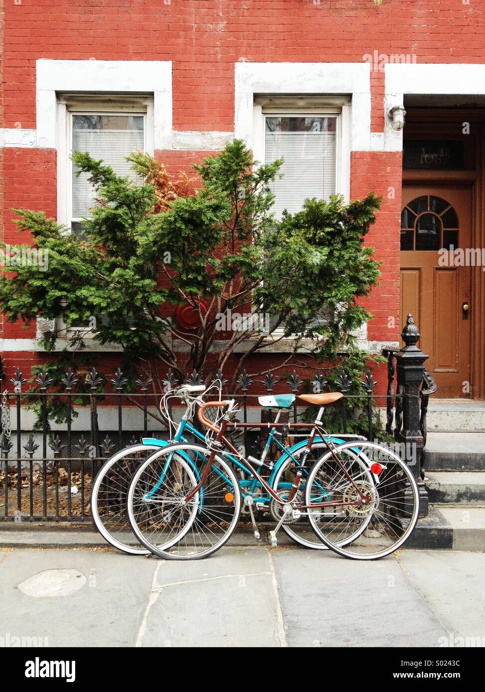 Biciclette, Williamsburg, Brooklyn. Foto Stock