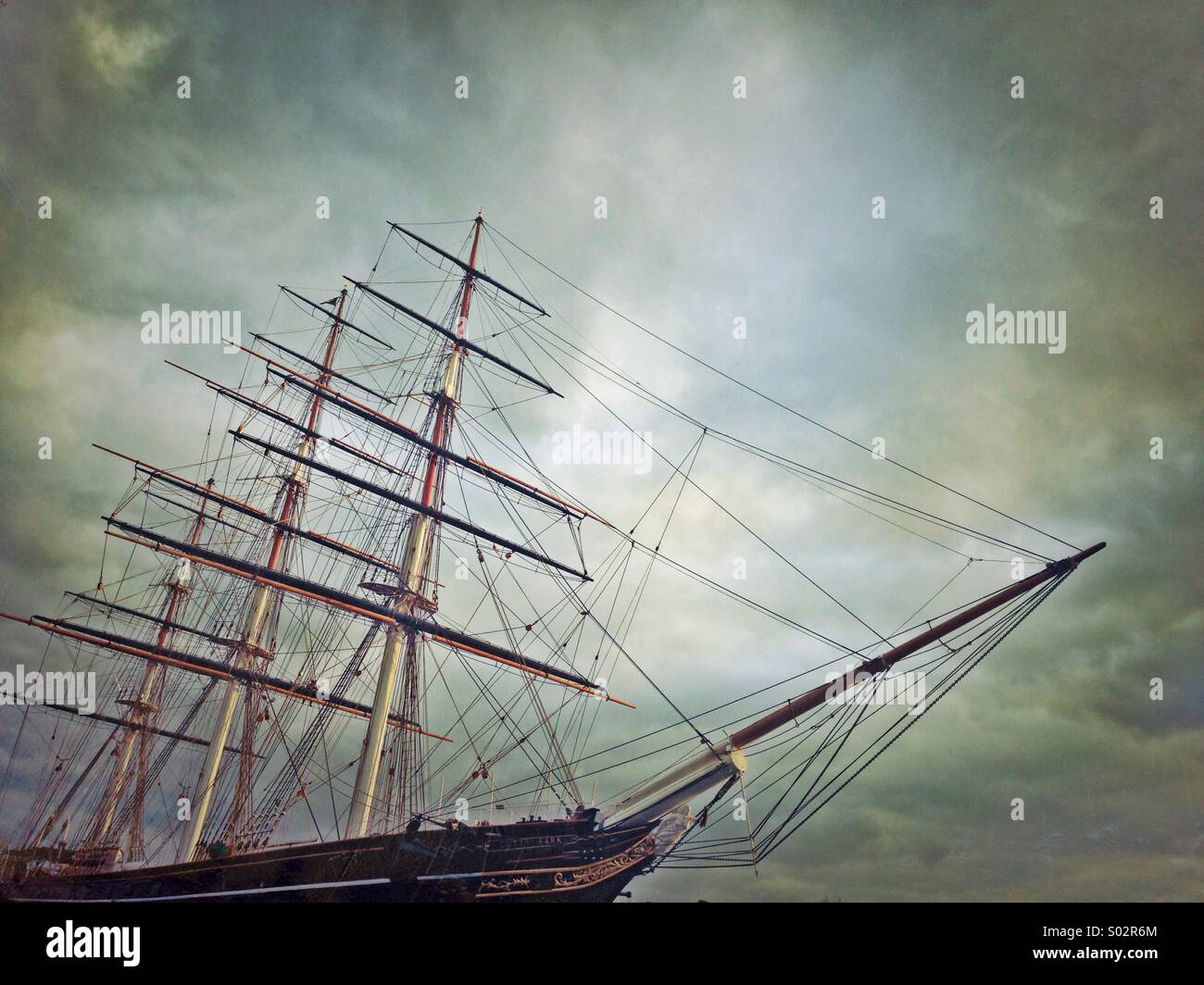 Nave a vela il Cutty Sark - Immagine stock catturata con smartphone