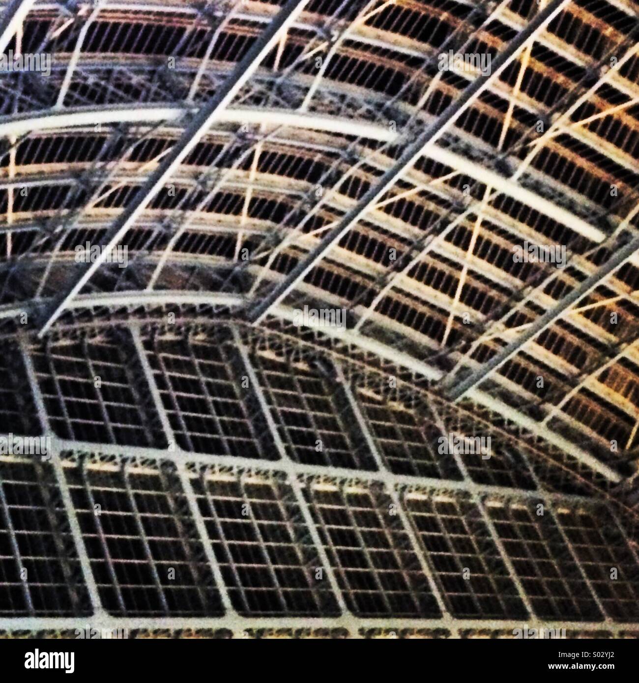 London St Pancras stazione ferroviaria del tetto. Foto Stock