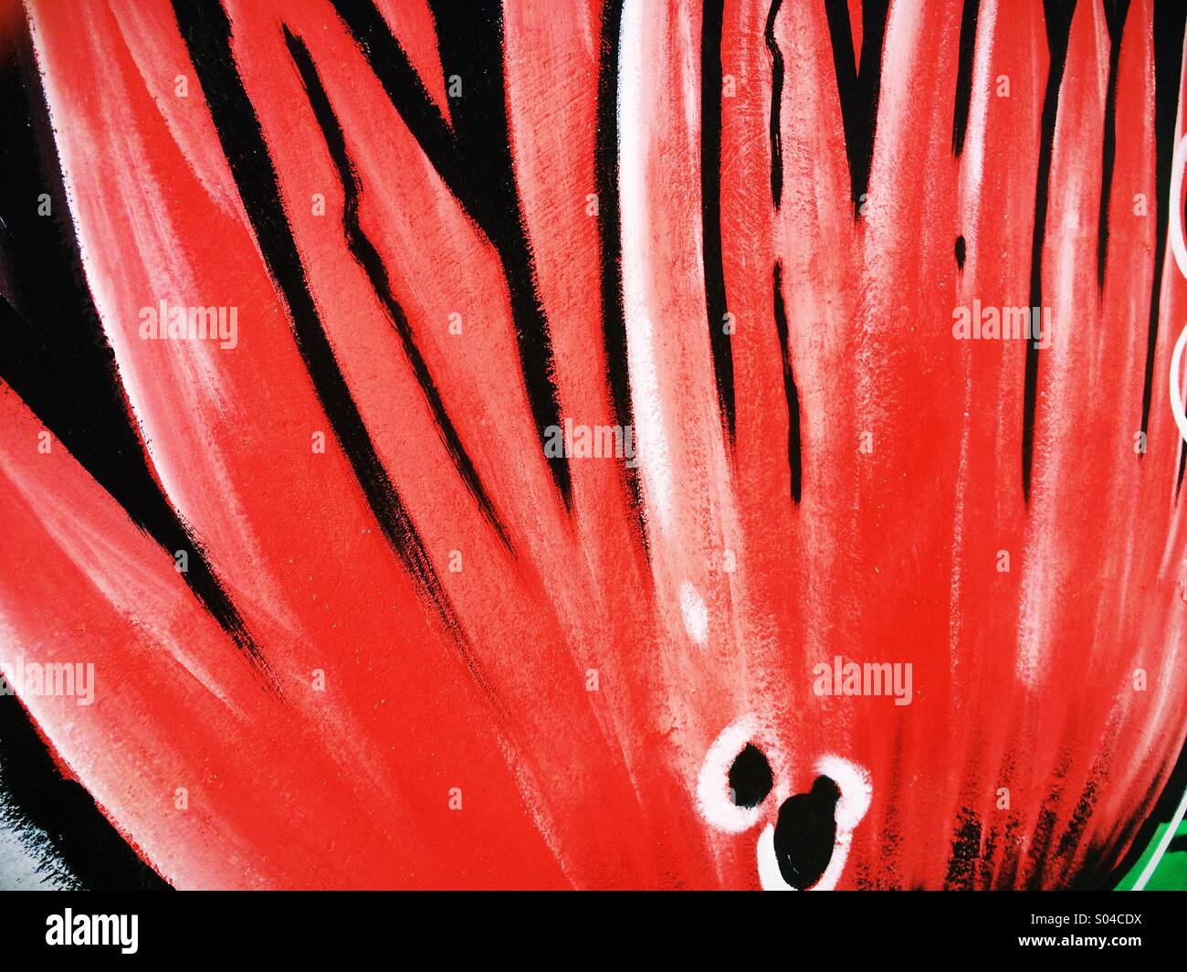 Il grande fiore rosso, parete art. Foto Stock