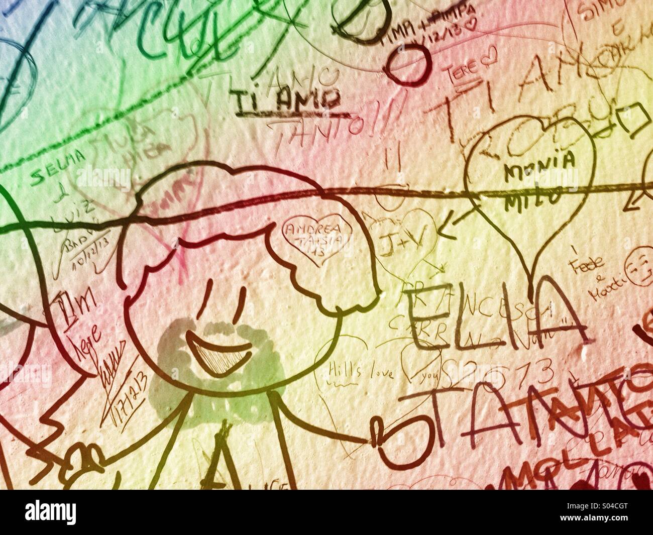 Tag sulla parete,Verona,Italia - Immagine stock catturata con smartphone
