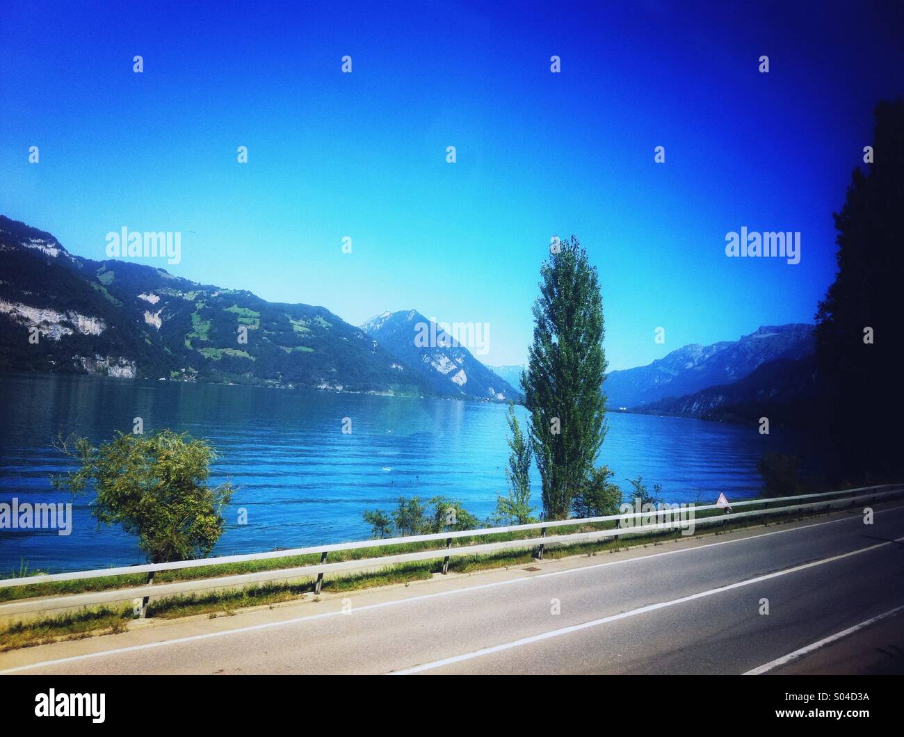 Lago vista montagna in Svizzera Foto Stock