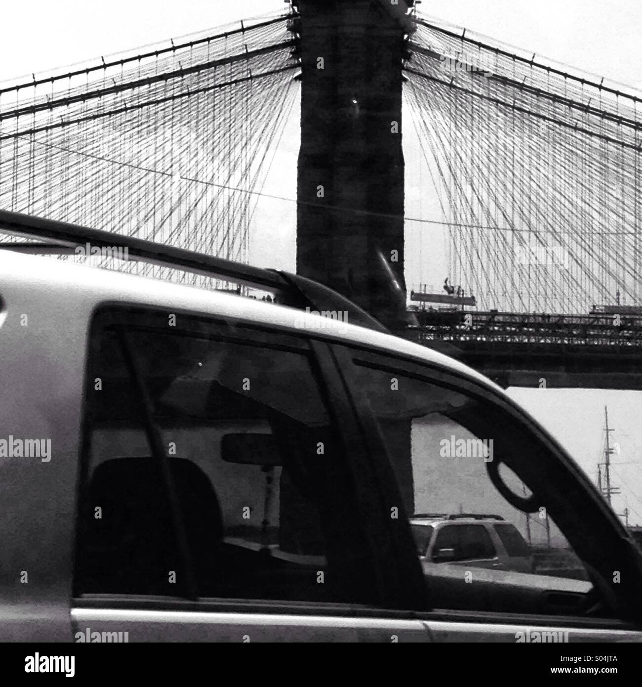 Brooklyn Bridge crossing Foto Stock