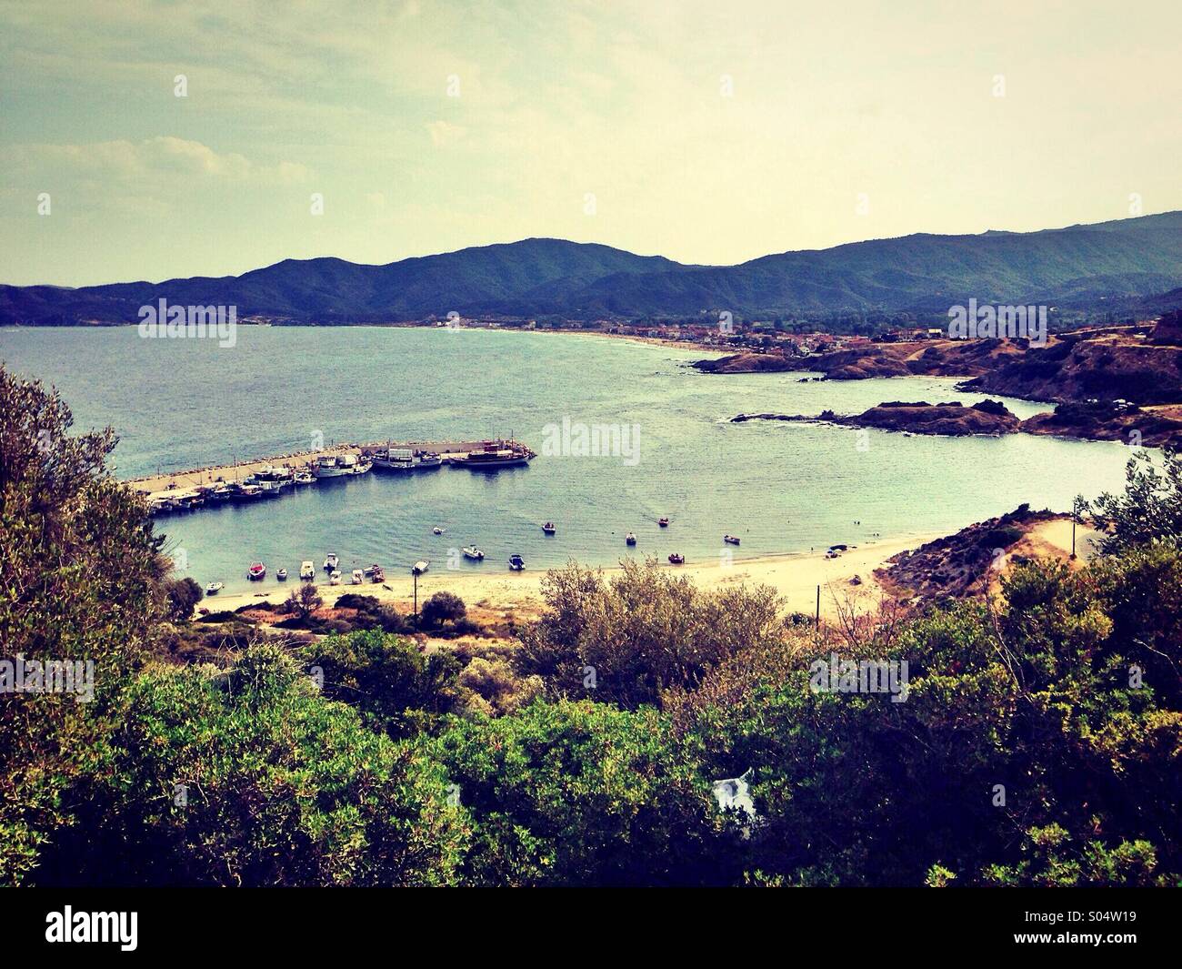 Splendida baia eagean, Calcidica, Grecia Foto Stock