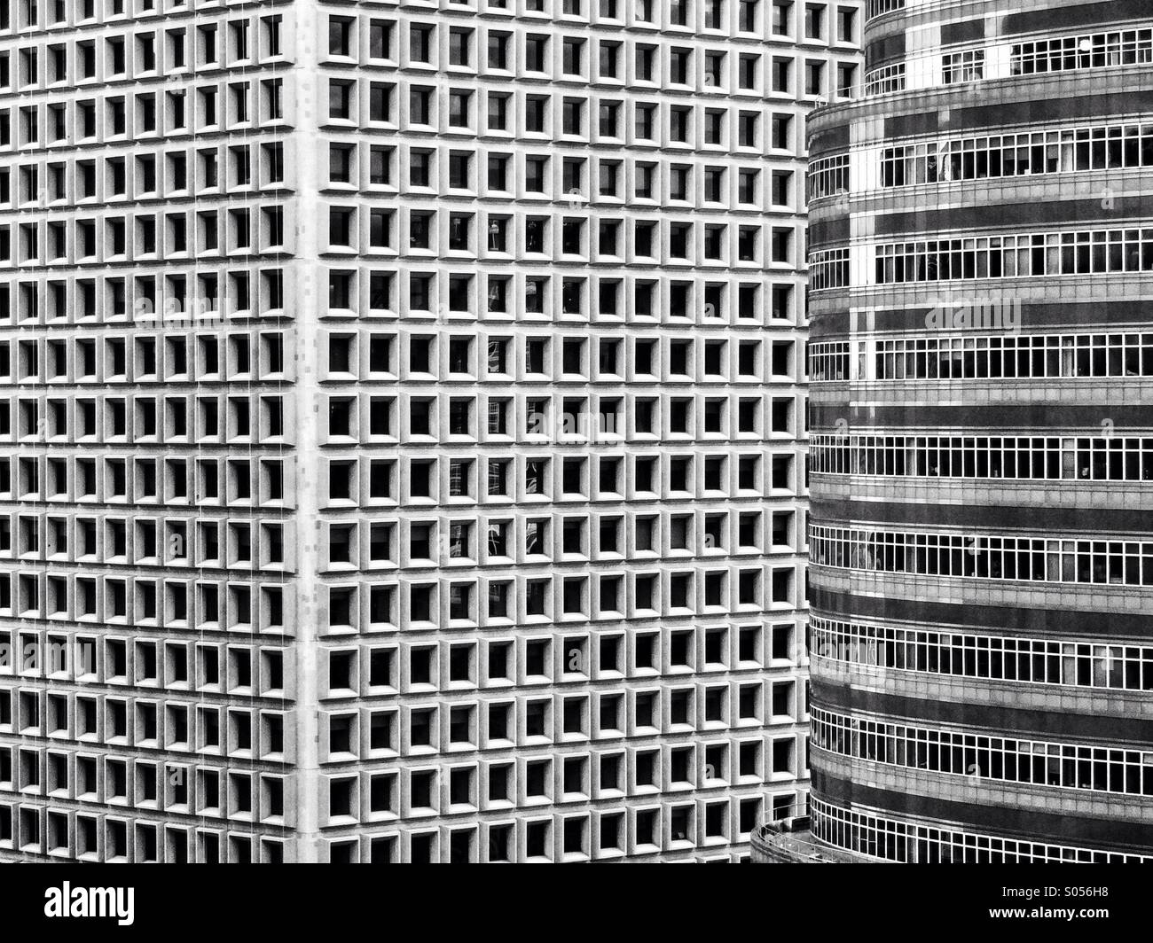 Moderni edifici di stile nel centro di Manhattan, surrealista forme Foto Stock