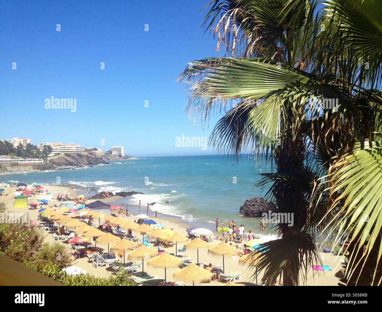 Las Viborillas beach, Benalmadena Costa, Malaga, Spagna Foto Stock