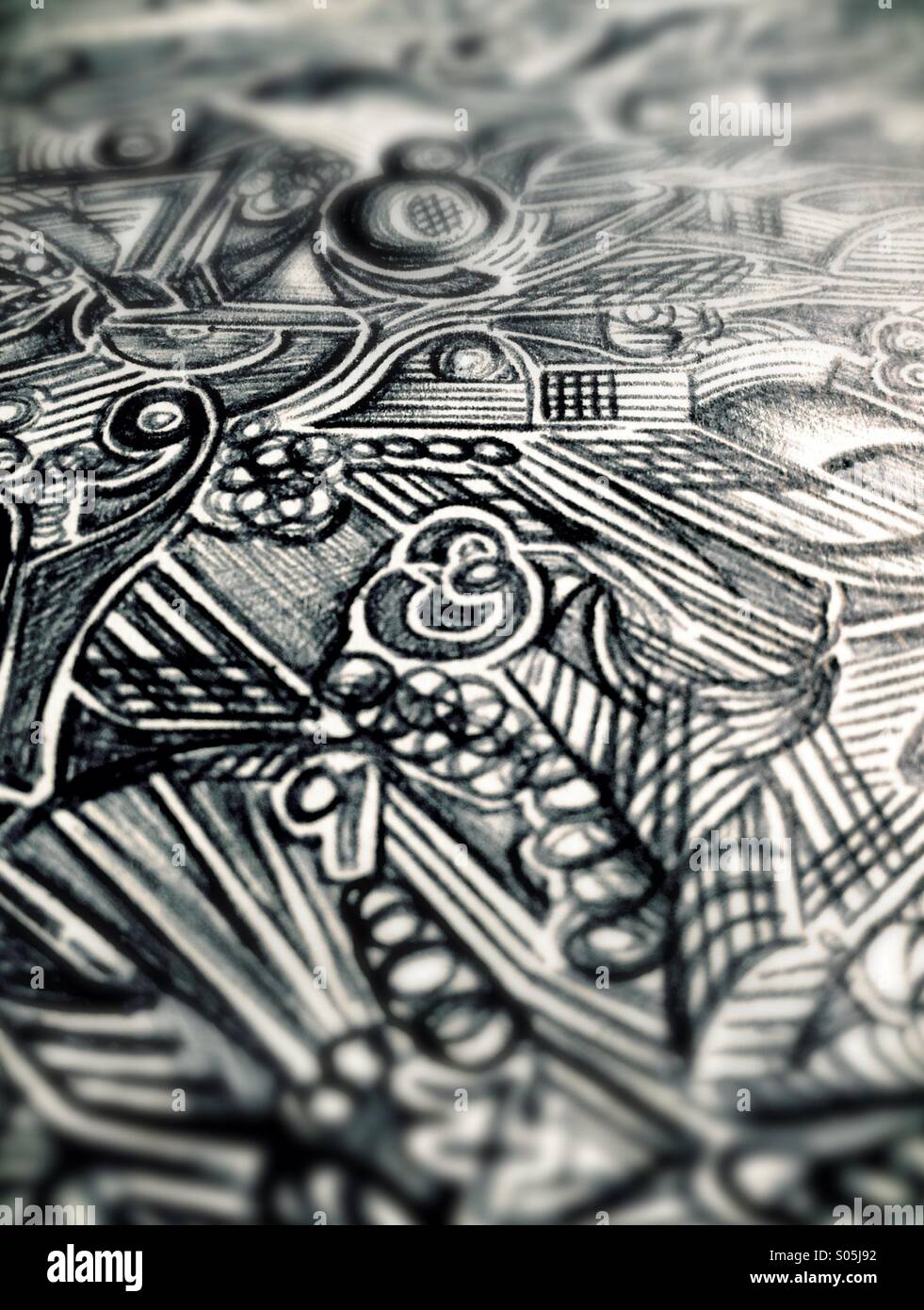 In prossimità di uno scarabocchio contenenti numeri Foto Stock