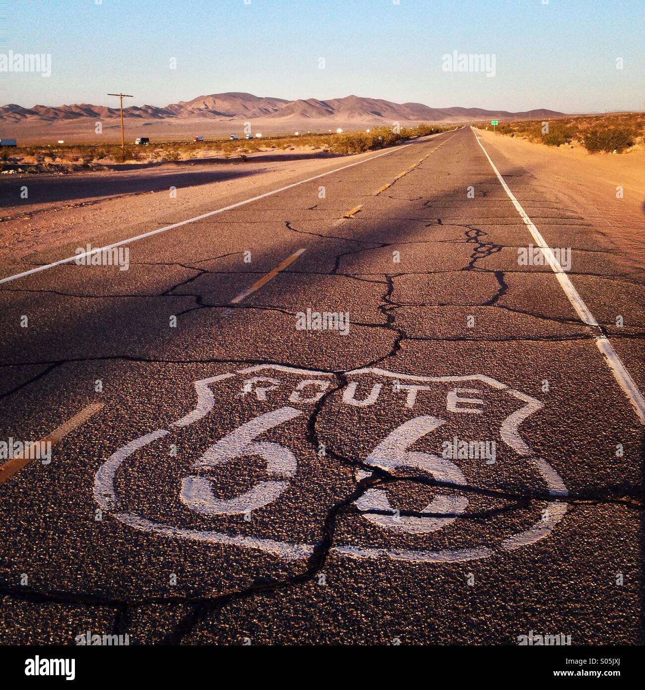 Route 66 a Ludlow, CA Foto Stock