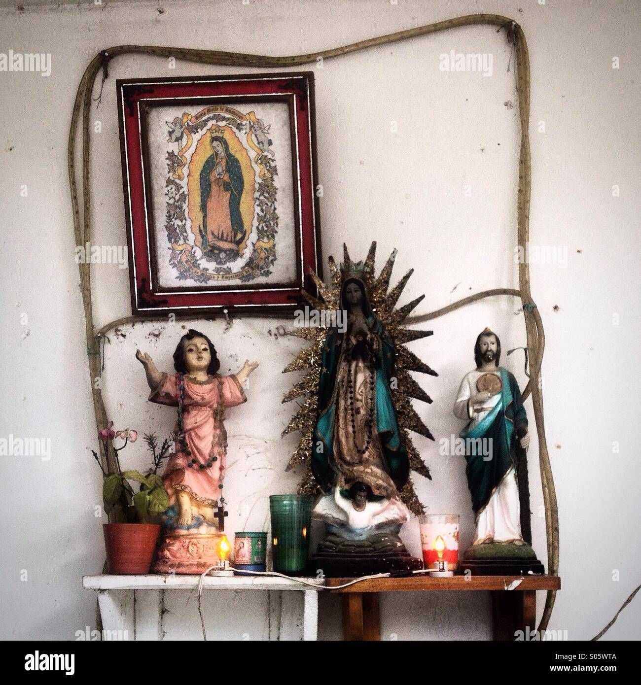 Un altare decora una stazione di polizia in Quintana Roo, Yucatan, Messico Foto Stock