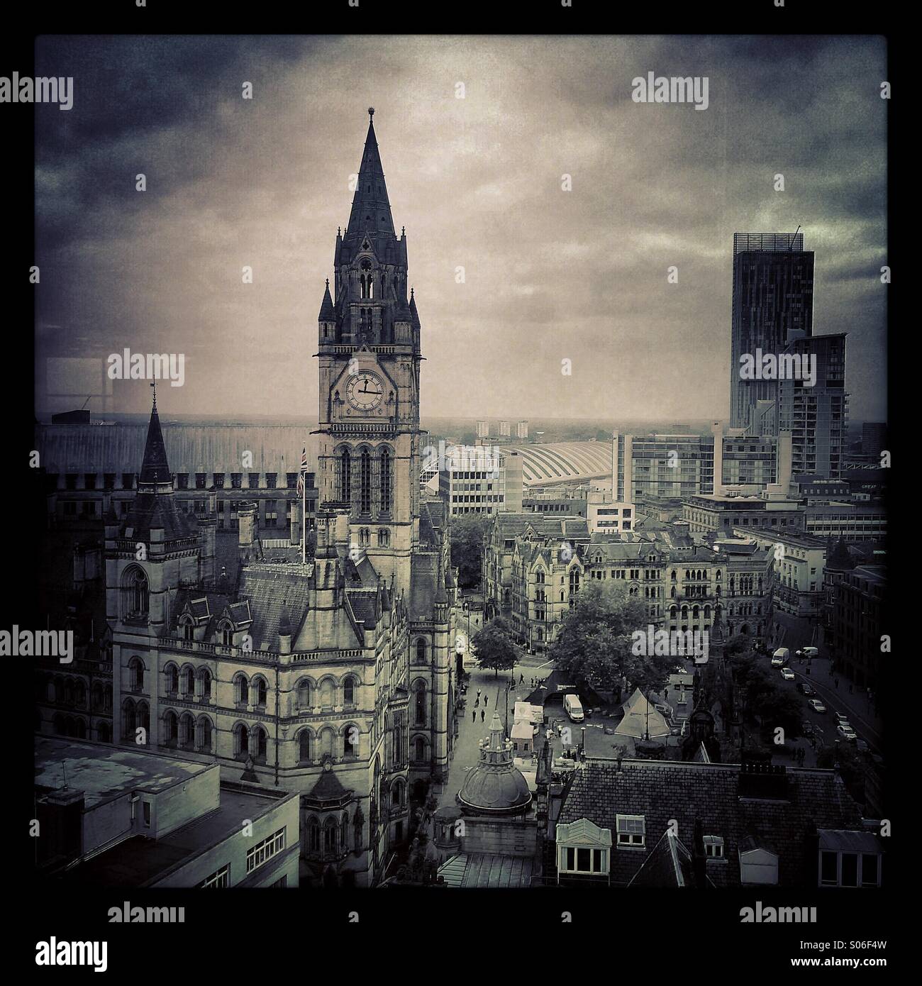 Manchester town hall cityscape Foto Stock