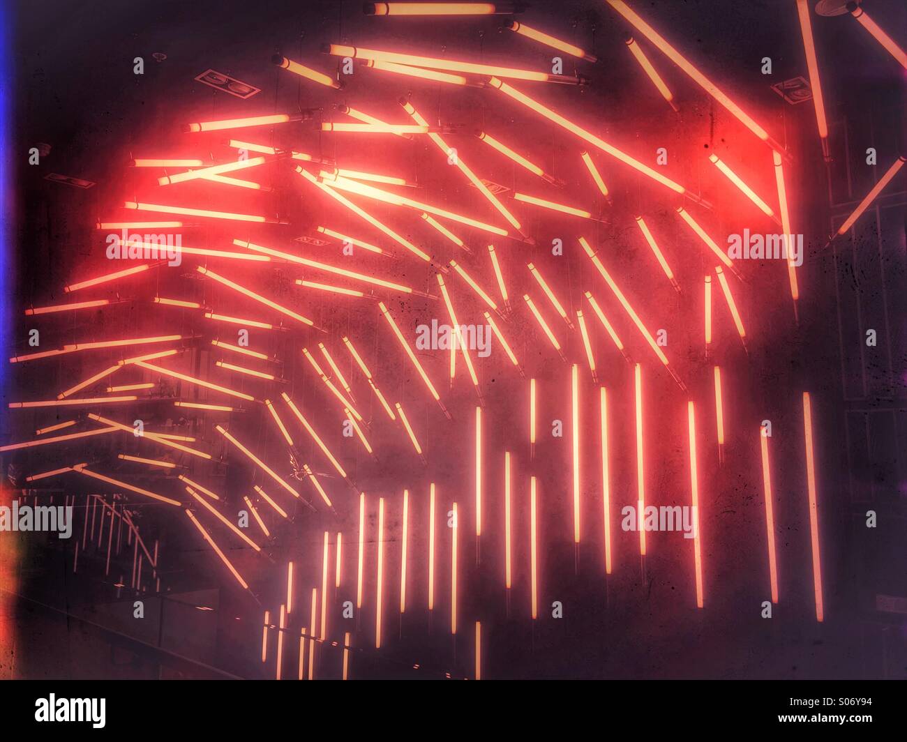 Nastro fluorescente del display di illuminazione Foto Stock