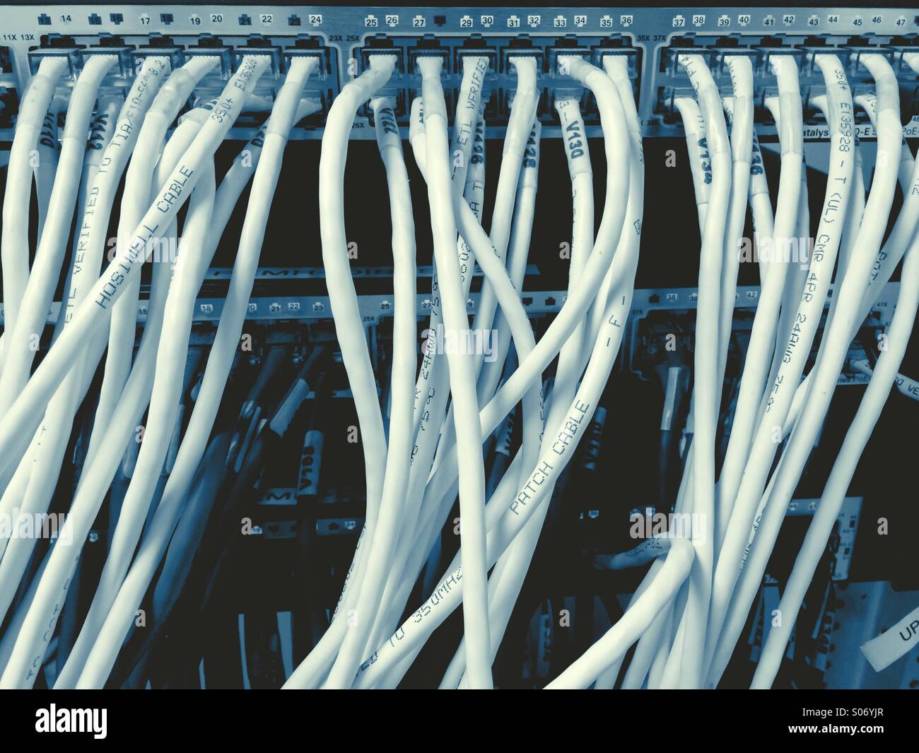 Il computer di rete cavi - Immagine stock catturata con smartphone