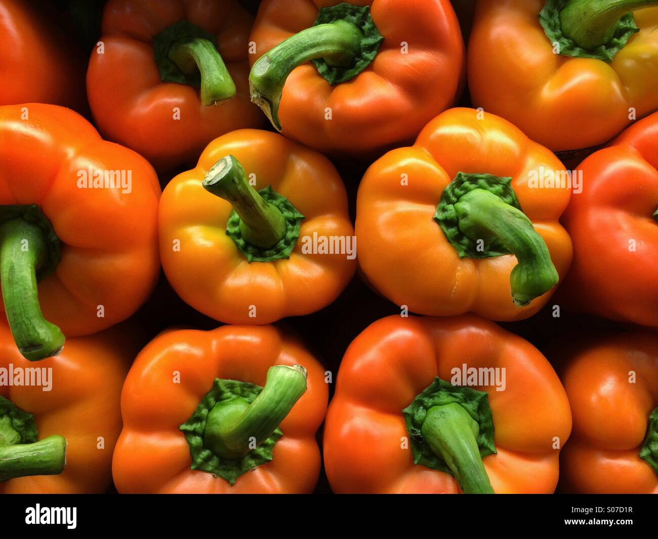 Righe di peperoni arancione - Immagine stock catturata con smartphone