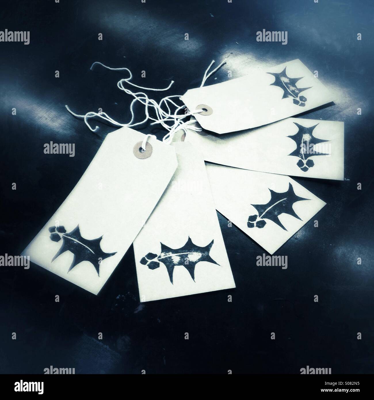 Fatti a mano i tag di natale Foto Stock